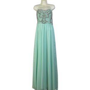 MY MICHELLE Formal Mint Green Chiffon Sequin Bodice Long Prom Party junior
